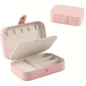 NWT Jewelry Box Case Pink Pu Leather Jewelry Organizer Rings, Earrings Bracelets
